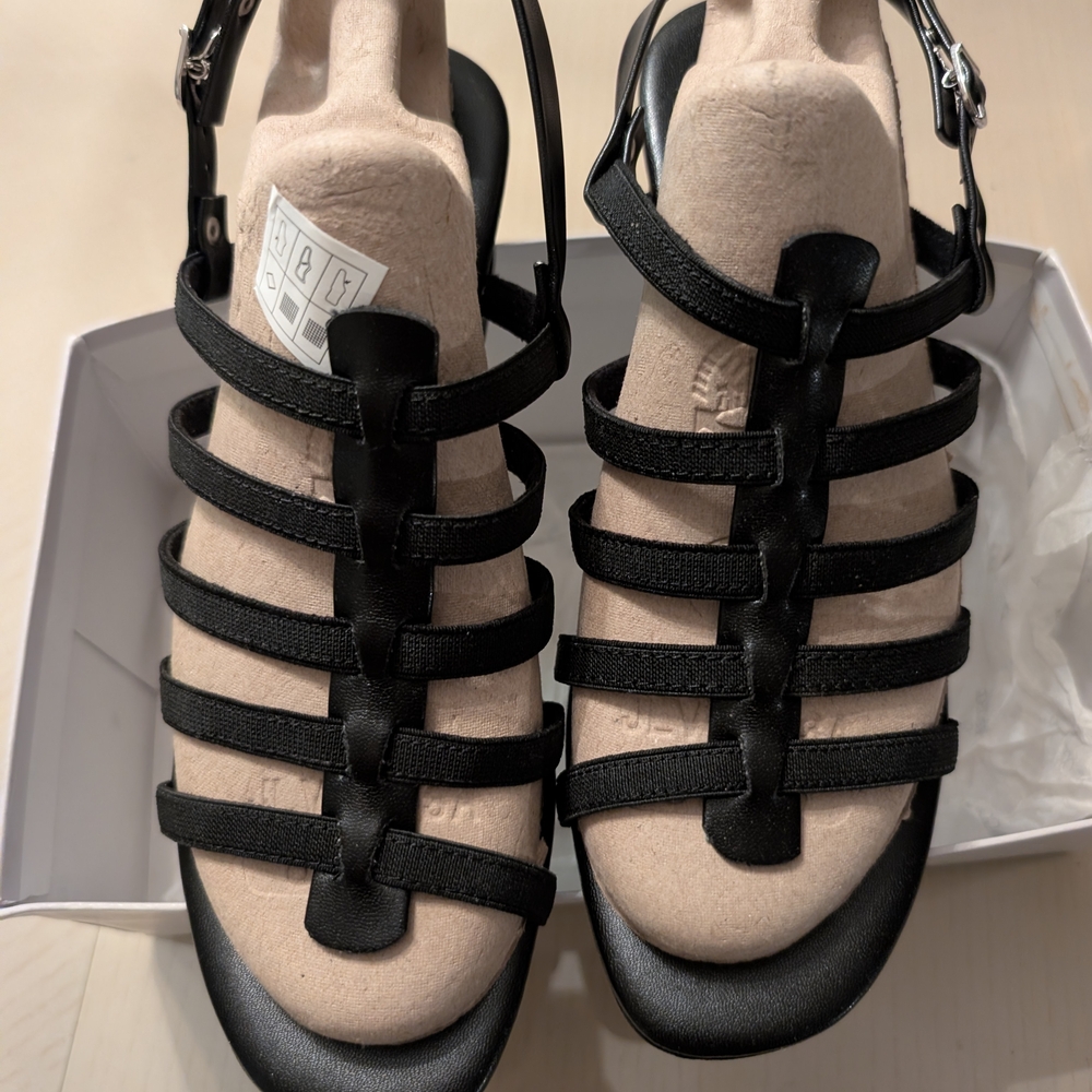 Black and Cream Strappy Sandals